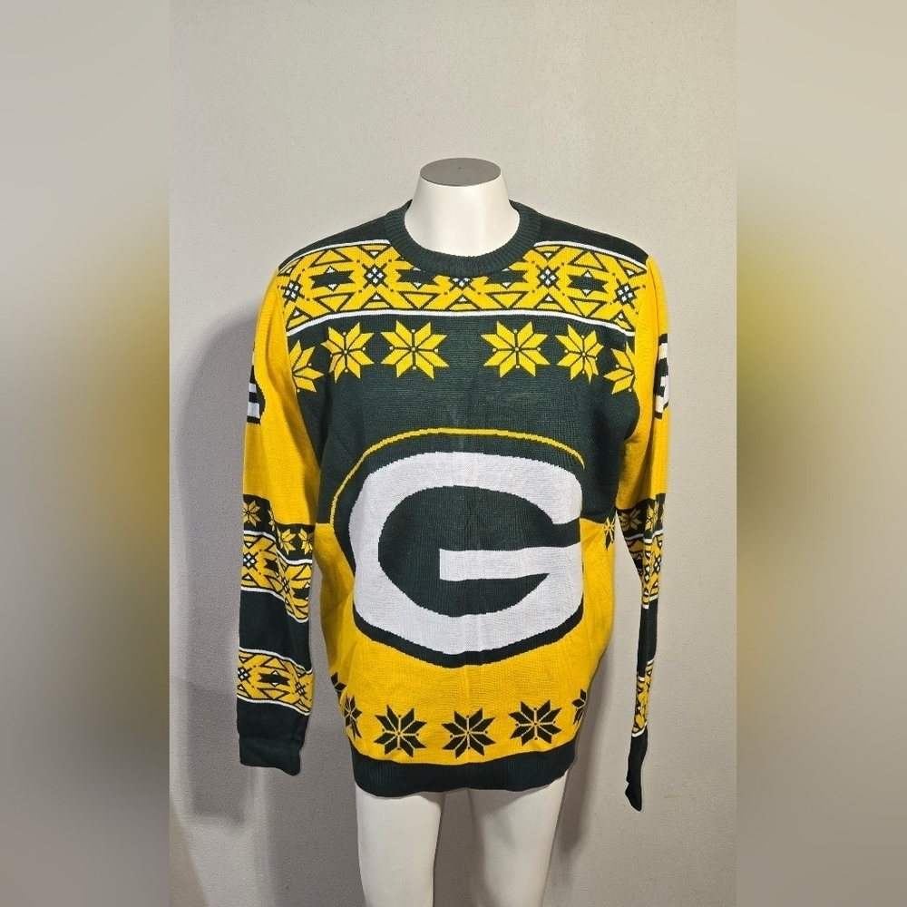 NFL Green Bay Packers Green and Yellow Crewneck Sweater